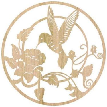 Imagem de Quadro Decorativo Carvalho Branco Mdf Beija-Flor 40X20Cm