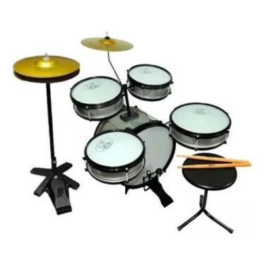 Imagem de Bateria Infantil Rock Baby Am 2 Ton Profissional C/ Chimbal, Prata