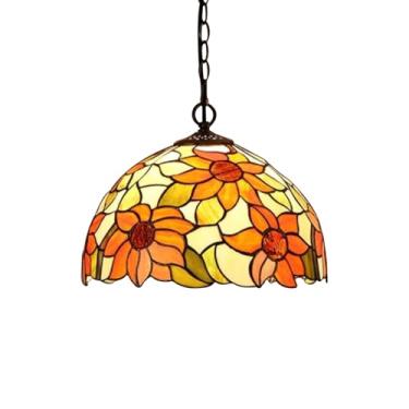 Imagem de FUMAT Luminária pendente de girassol Tiffany, ilha de cozinha, 30,5 cm, para sala de estar, casa de fazenda, luminária pendente para quarto, lâmpada E26 incluída
