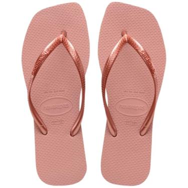 Imagem de Havaianas Sandália feminina quadrada fina - Sandálias clássicas de bico quadrado, Crocus Rose, 35