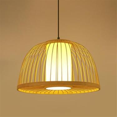 Imagem de Arte Contemporânea De Lâmpada Pingente De Tecelagem De Bambu Hot Pot Restaurantes Quarto Café Comercial Homestas Sala De Chá Decorativa (S D40CM)