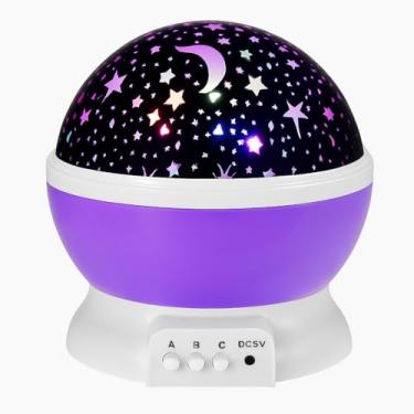 Imagem de Luminária Abajur Projetor Estrela 360º Projeção de Galáxia e Céu Estrelado para Decoração e Ambiente Relaxante (Roxo)