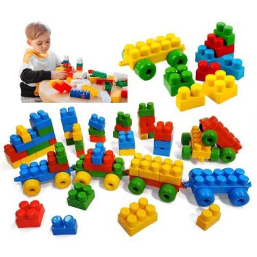 Imagem de Baby Blocos Para Montar Com 78 Peças Grandes Resistentes - Mundo Feliz