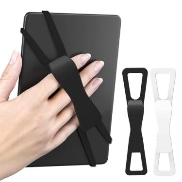 Imagem de SEPTBEAM 2 peças de suporte de alça de mão para Kindle e Teblets – leitura manual, minimiza quedas e fadiga para Kindle Paperwhite/Kobo/Oasis/E-Book/Mini Teblets/telefone (preto + branco)