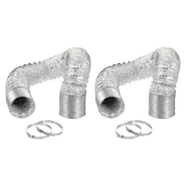 Imagem de PATIKIL Mangueira de ventilação para secadora de 4 metros, pacote com 2 unidades de 10 cm de diâmetro, dutos de alumínio flexíveis, ventilação do secador de ar, 4 braçadeiras incluídas para