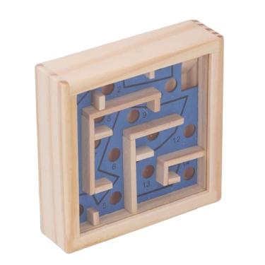 Imagem de Generic Jogo de Equilíbrio de Labirinto de Madeira, Bola Rolante de Quebra -cabeça Cerebral Maze Maze Educacional para Desktop para Crianças (Azul)