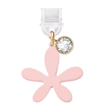 Imagem de ELISE & FONDA TP783 Porta de carregamento tipo C plugue antipoeira pequena pintura spray flor de lírio pingente de celular para iPhone 15/16/Samsung/OnePlus/Xiaomi/oppo telefones Android (rosa)