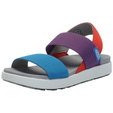 Imagem de KEEN Sandália feminina Elle com tira traseira casual plataforma aberta, Carisma/argila vermelha/azul fiorde tri-tom, 7
