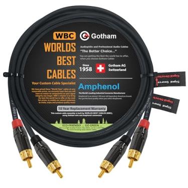 Imagem de Par de cabo RCA de 2,4 metros – Cabo de interconexão de áudio Gotham GAC-4/1 (preto) Star Quad com conector de Ampenol ACPL preto cromado, conectores RCA banhados a ouro – Direcional