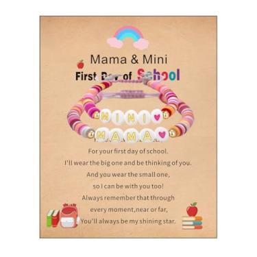 Imagem de LUDKCCIR Pulseira para o primeiro dia de aula, presente para mamãe e filha, mamãe e eu, mini jardim de infância, pulseira de volta às aulas, Adjustable-1st Grade, Nylon, Sem Pedra Preciosa