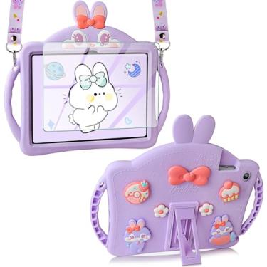 Imagem de VOFUOE Capa para Samsung Galaxy Tab A9 Plus para crianças e meninas Galaxy Tab A9+ com alça protetora de tela, capa de silicone para tablet de coelho para Galaxy Tab A9 Plus 28 polegadas 2023-roxo