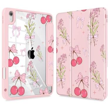 Imagem de Tuiklol Capa para iPad (A16 Chip) 11ª geração 27.9 cm/iPad 10ª geração 27.7 cm 2022 2022, Buit in Pencil Holder com capa traseira transparente, suporte de três dobras, despertar/hibernar, laço cereja