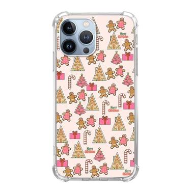 Imagem de Capa de desenho animado de doces de árvore de natal de biscoito de gengibre compatível com iPhone 12 e iPhone 12 Pro, capa de Natal rosa fofa para iPhone 12 e iPhone 12 Pro, capa protetora de TPU moderna legal