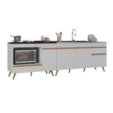 Imagem de Kit Balcão Cozinha para Cooktop/Forno 105cm e Gabinete Pia 150cm Retrô