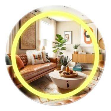 Imagem de Espelho Jateado Redondo 70x70 Led Frio Quente Ou Neutro - Espelho Top,