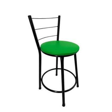 Imagem de Banqueta Baixa Encosto Estofada Bar Balcão Cozinha Preto - FortMix, Ve