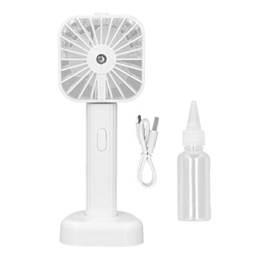 Imagem de Fã de fã de névoa de manuseio manuseado portátil operado por bateria USB Recarregável Spray spray de resfriamento para viajar ao ar livre (Branco)