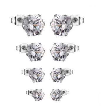 Imagem de Brinco Aço Cirúrgico Pedra Zirconia Ponto De Luz 3 4 5 6 Mm - De Castr