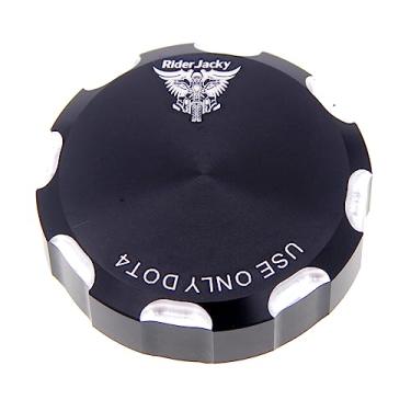 Imagem de Riderjacky Para Kawasaki VN1500 Vulcan 88 1987-1995, VN900 Vulcan 900 Classic 2006-2014, KZ1000 Police 1000 (P21-P22-P24) 2005 Tampa do reservatório de fluido do cilindro mestre do freio traseiro da motocicleta