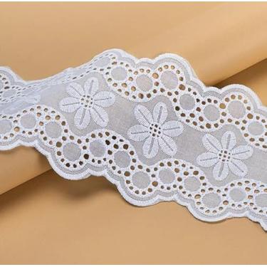 Imagem de Bordado Inglês de Algodão ArtePunto Aviamento Renda Lese Peça Fechada Vários Modelos (Branco, BA018 (10,9cm))