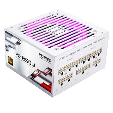 Imagem de POINWER Fonte de alimentação 850W - 80 Plus Gold Certified, ventilador RGB silencioso, capacitores de 105 °C, totalmente modular, fonte de alimentação 850W para PC de jogos - Branco