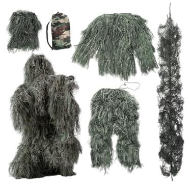Imagem de Terno Ghillie, fantasia leve de gorila 5 peças/conjunto Comfortale Gilly, roupa de caça de camuflagem 3D, roupas de caça camufladas para crianças, adultos, jovens, P