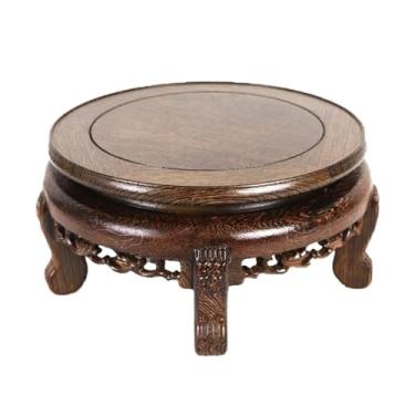 Imagem de Base de exibição base de planta base de vaso de bonsai, suporte redondo de madeira para decoração de pedestal base de suporte de exibição (grande)