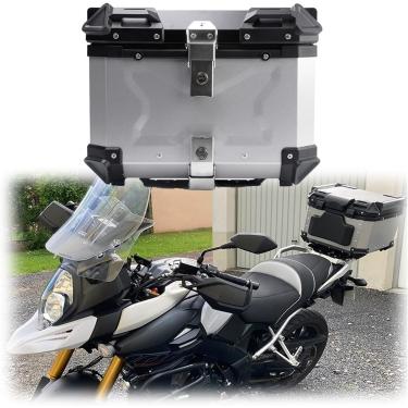 Imagem de Top Case De Motocicleta De Alumínio, Porta-malas De Motocicleta Com Trava De Segurança & Encosto, Caixa Traseira De Motocicleta à Prova D'Água, Estojo De Armazenamento De, Black, 100L