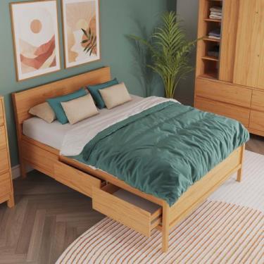 Imagem de Cama de Casal em Madeira Maciça 147cm X 198cm Square - Inter Link