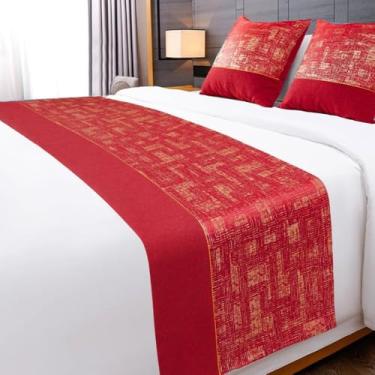 Imagem de Tapete de cama de hotel para cama de corredor, colcha moderna, decoração de quarto, manta de cama luxuosa, toalha de cama macia para cama de solteiro queen size - vermelho||50 x 240 cm para cama de