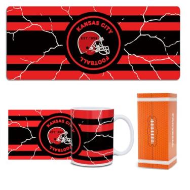 Imagem de Caneca de café de cerâmica para fãs de futebol e conjunto de mouse pad para jogos GG Kansas City Loja de produtos temáticos para homens e mulheres equipamentos esportivos vestuário chefes de equipe