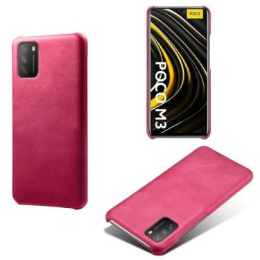Imagem de Capa para Xiaomi POCO M3,Proteção contra quedas,Casca de volta de cor sólida simples,Design de couro de imitação de plástico-Rose