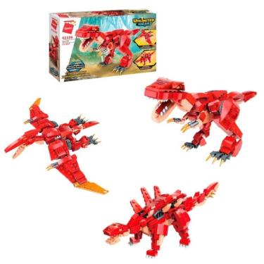 Imagem de Bloco de Montar Combo Unlimited Ideas Dinossauros 3 em 1 Vermelho