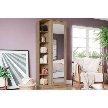Imagem de Armário Multiuso Juvenil Duetto 1 Porta C/espelho Rústico - Henn