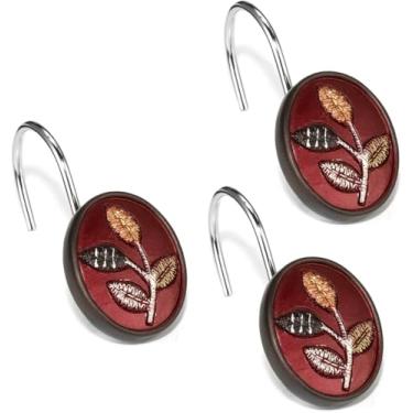 Imagem de Zahari Home Conjunto de ganchos de chuveiro Aubury - anéis de cortina à prova de ferrugem com design exclusivo - 12 ganchos de resina para personalizar seu espaço de chuveiro