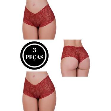 Imagem de Kit 3 Calcinha de renda Calesson Shortinho -c4 KIT 3 SHORTINHO CALEÇON