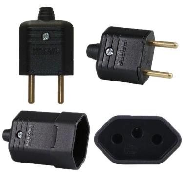 Imagem de 40 Plug Macho 2 Pinos 10a + 40 Tomada Fema 3 Pinos 10a Preto - MARGIRI