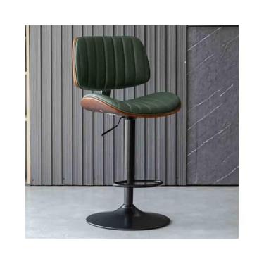 Imagem de ZzleoyuUUs-12 Banco de bar leve de luxo fácil de montar bancos altos giratórios para casa cadeiras de ilha encosto europeu (verde)