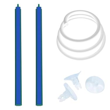 Imagem de Saim Barra de ar para aquário borbulhador de 29 cm, pedra borbulhadora com base de plástico, tubo de linha aérea de 3 metros com ventosas de 3 peças para tanque de peixes, barra de pedra de ar, pacote
