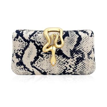 Imagem de KOLODOGO Bolsa clutch feminina com glitter para noite com fivela de cobra dourada, elegante bolsa de noite para festa de formatura, Preto 2, Medium