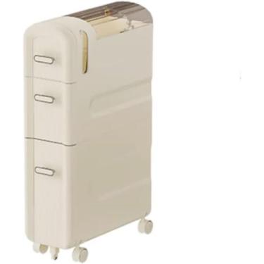 Imagem de Armário De Chão De Banheiro Pequeno Estreito Unidade De Armazenamento Vertical Com Gavetas E Rodízios Transparentes Grande Capacidade Armazenamento Fino Alto Estreito Com G, 73×43×18cm