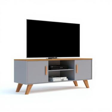 Imagem de Rack Para Sala de Estar, Estante para TV Moderno Com Prateleiras Rebeca para até 50 Polegadas Casa Home Mobi Shop (Cinza)