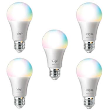 Imagem de Lâmpada Inteligente RGB 10W Elgin Smart Color – Kit com 5 Unidades WiFi, Alexa e Google Home