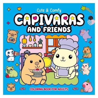 Imagem de Cute & Comfy Coloring Book For Adults - Capivaras And Friends - Livro De Colorir Adulto