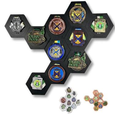 Imagem de Porta medalhas Hexagonal Colmeia escolha seu kit - FACRIS, 20, Branco