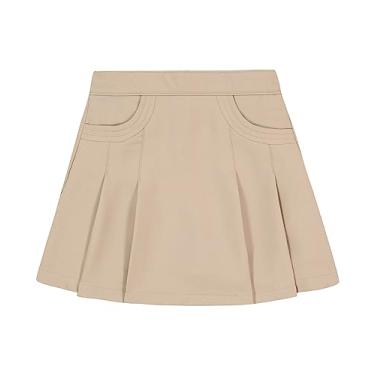 Imagem de Nautica Saia de scooter plissada de uniforme escolar para meninas com shorts, cintura de malha e bolsos funcionais, Caqui, 10