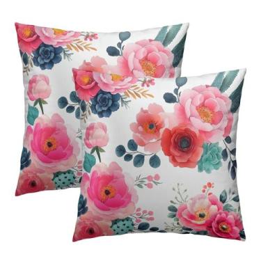 Imagem de Capas de almofada Granbey Watercolor Peony 60x60cm, conjunto de 2