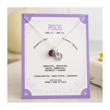 Imagem de Colar de prata 925 com ametista para signo de Peixes - Lightbek Offici