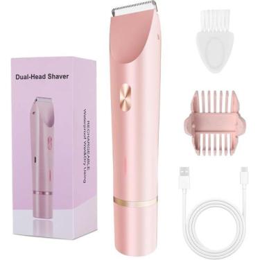Imagem de Aparador de biquíni FIONOFY 2 em 1 para mulheres com cabeça dupla rosa