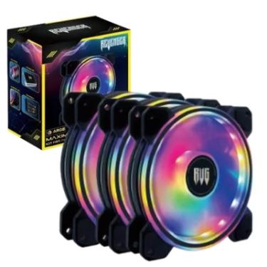 Imagem de Kit 3 Fans LED ARGB Cooler Com Hub Controlador e Controle Para Computador Knup KP-VR333K